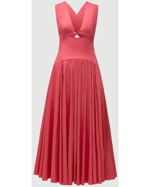 Another Tomorrow Cutout Circle Dress - Red