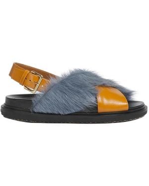 Marni Tan And Long-Hair And Leather Fussbett - Blue