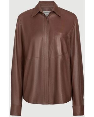 Twp Cowboy Update Leather Shirt - Brown
