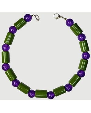 Her New Tribe Cash & Sparkle Sundry Bead Five Necklace - Blue