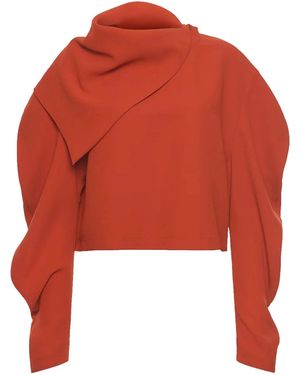A.W.A.K.E. MODE Draped Collar Top - Red