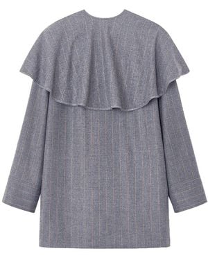 Ganni Stripe Circle Collar Dress - Gray