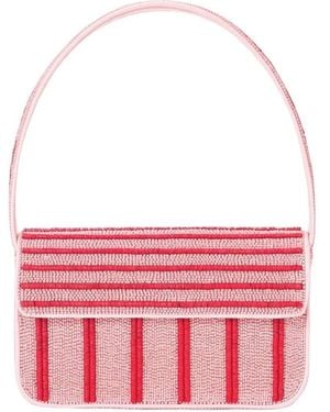 STAUD Tommy Beaded Bag Montauk Stripe - Pink