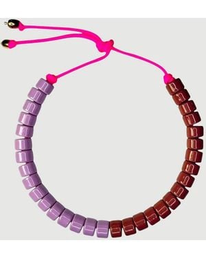 Her New Tribe Prince & Sugar Split Candy Bead Two Necklace - Pink