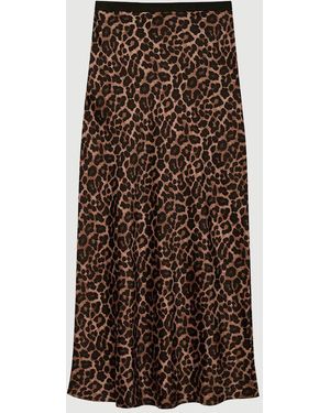 Anine Bing Printed Bar Silk Skirt - Brown