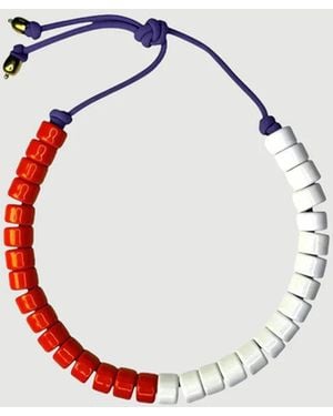 Her New Tribe Blank & Fire Split Candy Bead Two Necklace - White