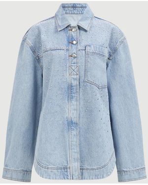 Aje. Lucina Stud Denim Shirt - Blue
