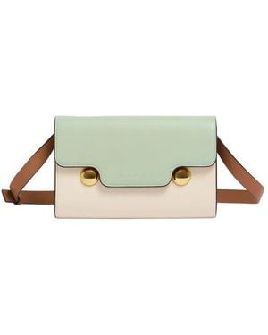Marni Cream And Leather Trunkaroo Clutch - Green