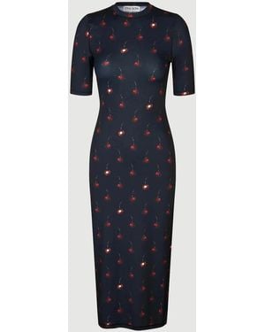 Stine Goya Short Sleeve Crewneck Midi Dress - Blue