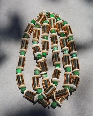 Her New Tribe Karat And Sea Sediment Stacked Necklace - Gray