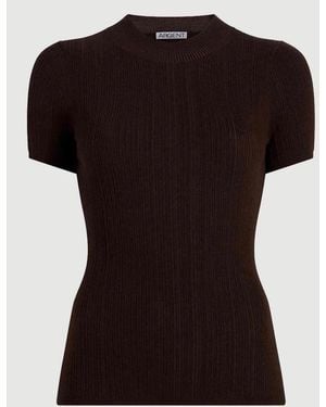 Argent Ribbed High Neck Crew - Black