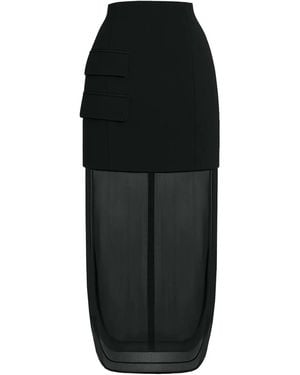 A.W.A.K.E. MODE Basque Skirt With Organza Layer - Black