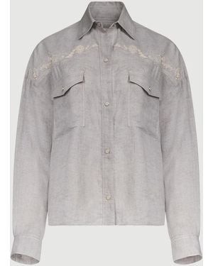 Twp Carter Shirt With French Knots - Gray