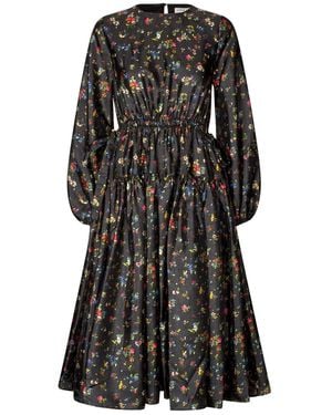 Stine Goya Waist Tie Ruffle Midi Dress - Black