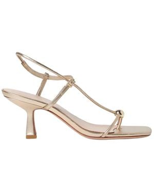 Loeffler Randall Triana Champagne Leather Mid-Heel Sandal - Natural
