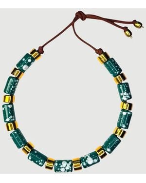 Her New Tribe Melt & Karat Candy Bead Five Necklace - Blue