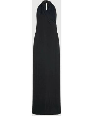 Another Tomorrow Gathered Halter Dress - Black