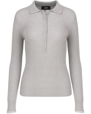 arch4 Maja Ribbed Organic Cashmere Polo Shirt - Blue