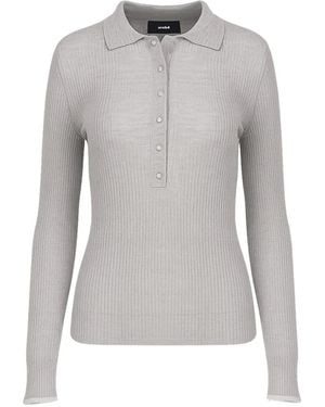 arch4 Maja Ribbed Organic Cashmere Polo Shirt - Blue