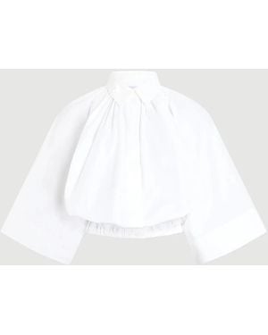 Patou Organic Cotton Voluminous Short-Sleeved Blouse - White