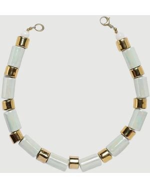 Her New Tribe Matcha & Karat Sundry Bead Two & Five Necklace - Natural
