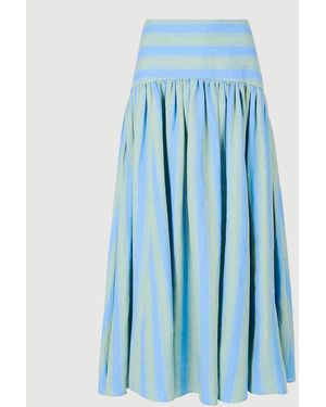 STAUD Procida Linen Skirt Seaport Stripe - Blue