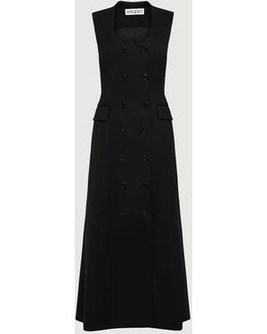 Argent Scoop Neck Double Breasted Dress - Black