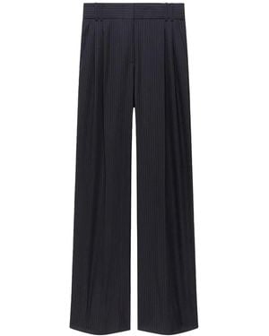 Another Tomorrow Twill Pleated Trouser - Blue