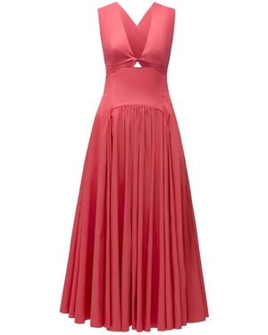 Another Tomorrow Cutout Circle Dress - Red