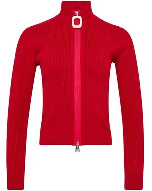 JW Anderson Fitted Zip Up Cardigan - Red