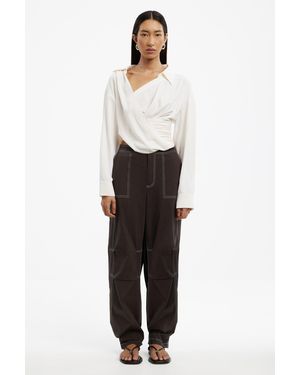 SO ONLINE AU Charley Pant For Relaxed Fit, Cotton, Elasticated Waistband, Adjustable Hem - Brown
