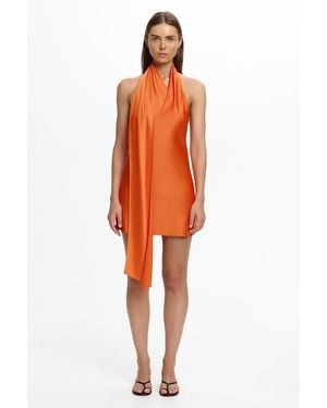 SO ONLINE AU Daira Mini Dress, Satin Fabric, Halter Neck, Mini Dress - Orange