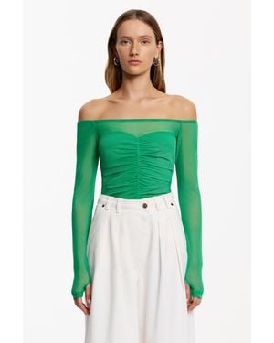 SO ONLINE AU Avni Long Sleeve Off-Shoulder Top, Color, Size - Green