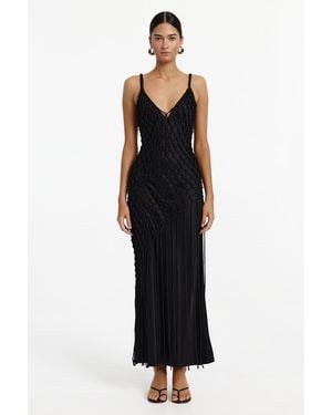 SO ONLINE AU Oceane Maxi Dress, Satin, Macrame, Maxi Dress For - Black