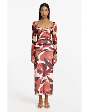SO ONLINE AU Hettie Long Sleeve Midi Dress For - Red
