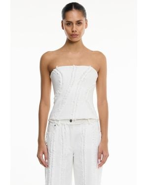 SO ONLINE AU Xiorra Strapless Top For Textured Woven Denim - White