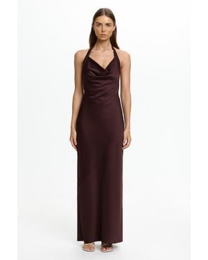 SO ONLINE AU Devlyn Halter Maxi Dress For Satin - Brown