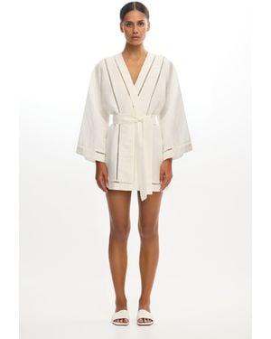 SO ONLINE AU Adriana Long Sleeve Mini Dress For Polyester Viscose Rayon in  Brown | Lyst