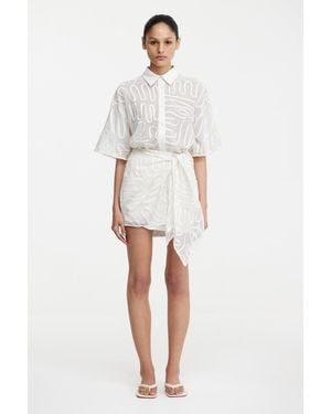 SO ONLINE AU Embroidered Mesh Mini Skirt - White