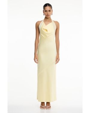 SO ONLINE AU Devlyn Halter Maxi Dress For Satin Fabrication - Metallic