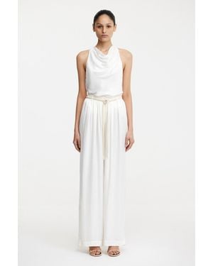 SO ONLINE AU Rory Pant, Relaxed Wide-Leg, Elasticated Waist, Rope Tie - White