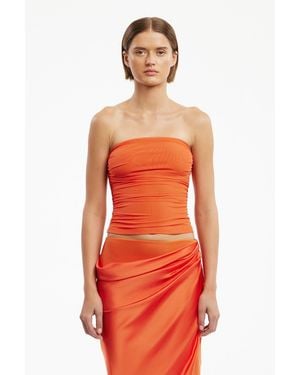 SO ONLINE AU Strapless Mesh Top - Red