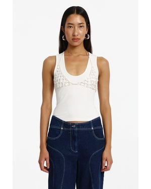 SO ONLINE AU Oceane Tank By Fine Rib Knit Linen-Viscose Blend Tank Top For - Blue