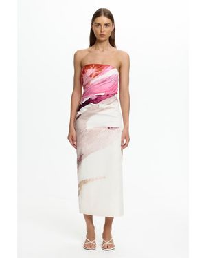 SO ONLINE AU Reme Dress By Midi Dress, Strapless Bandeau Neckline, Cotton Nylon - Multicolor