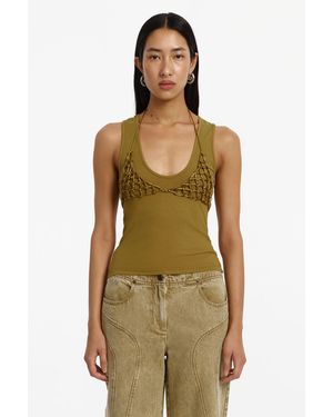 SO ONLINE AU Oceane Tank For Fine Rib Knit Linen-Viscose Blend - Green