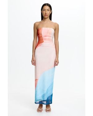 SO ONLINE AU Sura Strapless Maxi Bodycon Dress, Lightweight Stretch Knit - Blue