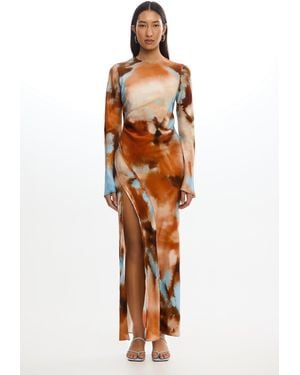 SO ONLINE AU Long Sleeve Maxi Dress - Multicolor