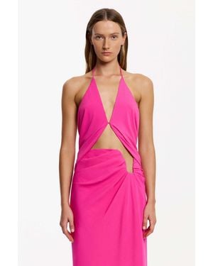 SO ONLINE AU Sleeveless Deep V-Neck Cowl Drape Top For - Pink