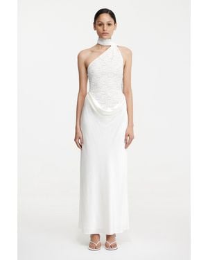 SO ONLINE AU Sofiya Maxi Dress For Sheer Stretch Lace Bodice, Fully Lined - White
