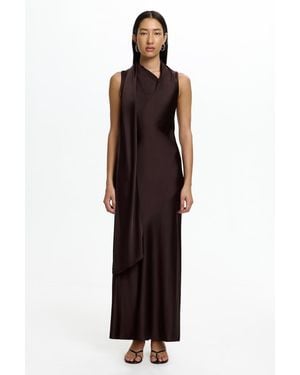 SO ONLINE AU Daira Maxi Scarf Dress - Brown